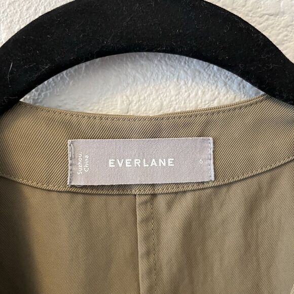 EVERLANE The Japanese GoWeave Long-Sleeve Mini Wrap Dress Size 6 Olive Green - Picture 2 of 16